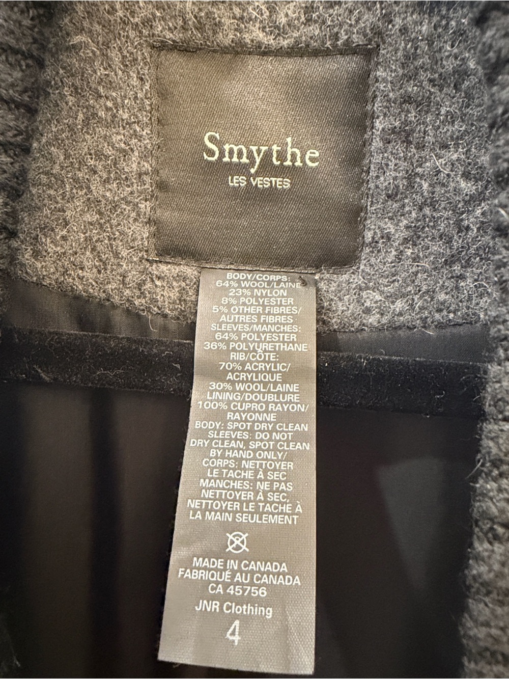 Smythe Gray Wool Bomber Jacket with Black Quilted Leather Sleeves - Picture 2 of 8